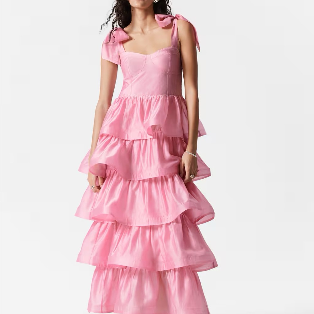 & Other Stories Pink Ruffle Maxi Dress